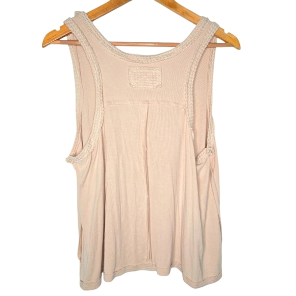 POL Womens Boho Ribbed Crochet Trim Contrast Racerback Tank Top Size Large - Picture 5 of 6